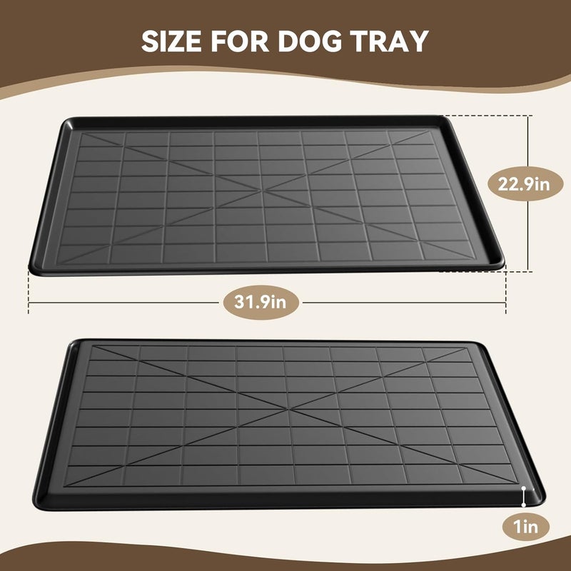Holiwei 32" 2PC Dog Crate Tray Replacement fit for Metal Dog Crate Dog Cage Pans Plastic Tray - Image 2